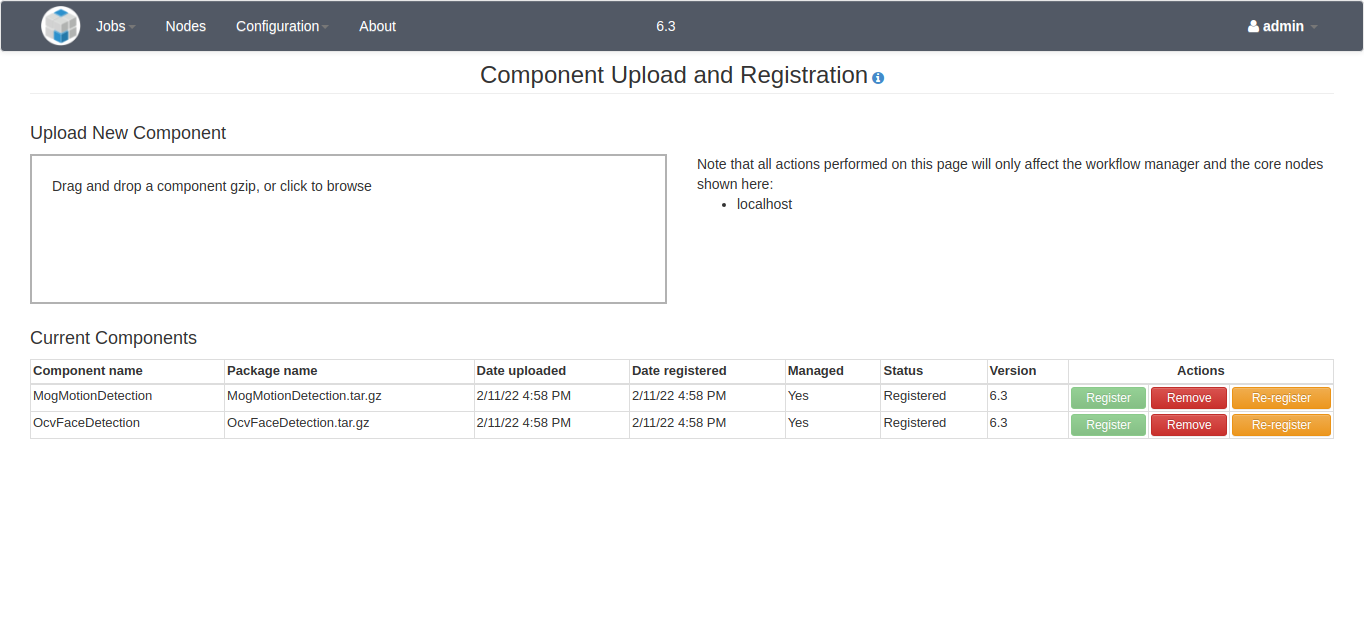 Component Registration Page